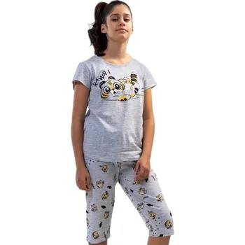 Dívčí oblečení Šedé dívčí pyžamo Tygří koťátka RAWR! 1F0834 šedá 122-128-7-8-let