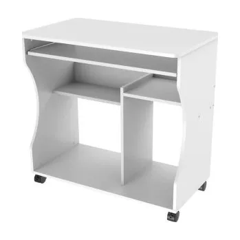 Jednací stůl Kancelářský stůl 614333, počítačový stůl, stůl na kolečkách, bílý, 80 x 48 x 76 cm - A YAHEETECH