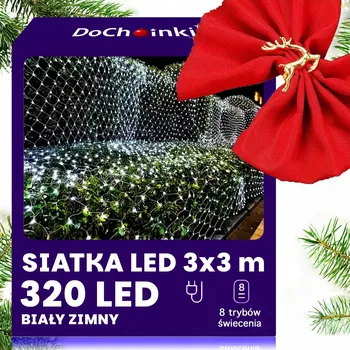 Vánoce LED světelná síť 3x3M 320 LED studená bílá vánoční světla +