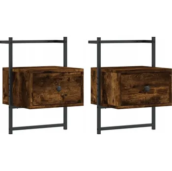 Noční stolek Nástěnné noční stolky, kouřový dub, 35 x 30 x 51 cm, 2 ks