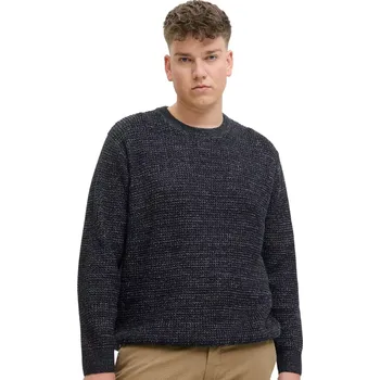 Pánský svetr Velký pánský svetr přes hlavu Jack & Jones 12287722 tmavě modrý melírovaný (6XL)