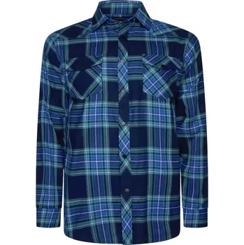 Pánská košile Velká pánská kostkovaná košile s dlouhým rukávem Kam 6353 LS v tmavě modro-zelené barvě (3XL)