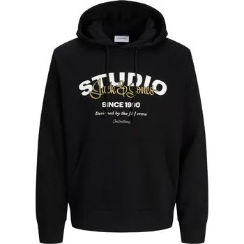 Pánská mikina Velká pánská mikina přes hlavu s kapucí Jack & Jones 12285588 černá (7XL)