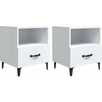 Noční stolek Bílé noční stolky z materiálu na bázi dřeva, 40 x 35 x 47,5 cm, 1 šuplík