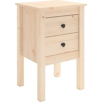 Noční stolek Dřevěný borový noční stolek 40 x 35 x 61,5 cm se 2 zásuvkami