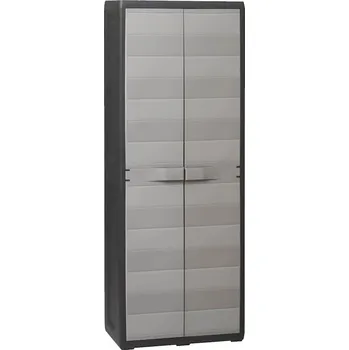 Zahradní skříň vidaXL Zahradní skladovací skříň se 3 policemi [43703] Barva: Černá a šedá