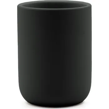 Držák na kartáček KERAMICKÝ ČERNÝ KELÍMEK NA KARTÁČKY DO KOUPELNY Ø 7,5 CM