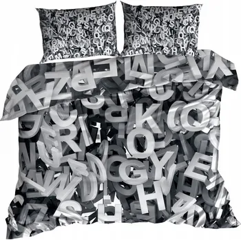 Povlečení 3D Bavlna saténové Povlečení 160x200 cm s písmeny