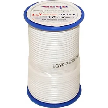 elektrický kabel Kabel LGY/H05V-K 0,75 mm2, 25 m, Bílý