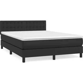 Postel Kontinentální postel černá 203 x 144 x 78/88 cm, matrace bílo-černá 140 x