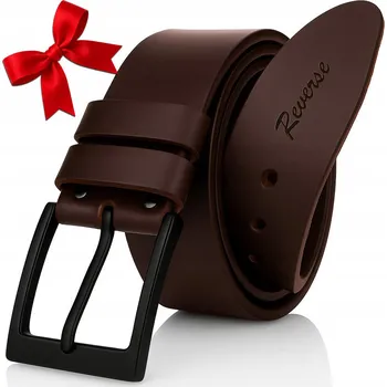 Opasek Pánský klasický kožený Pásek Reverse ke kalhotám belt KRABIČKA Brown 140 Cm