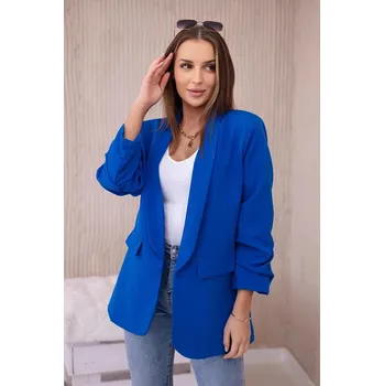 Dámské sako Elegantní sako s nařasenými rukávy model 9709 barva královská modrá