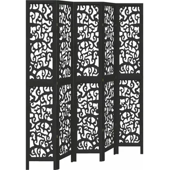 Paraván Dekorační paraván černý 175-180 x 220 cm masivní dřevo