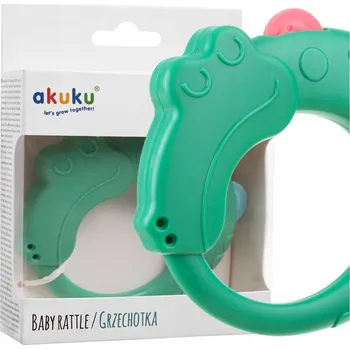 Hračka pro kojence Akuku Silikonové Kousátko/Chrastítko, Krokodýl A0539