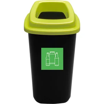Odpadkový koš Plastový koš SORT, objem 45 l, nádoba černá, víko zelené