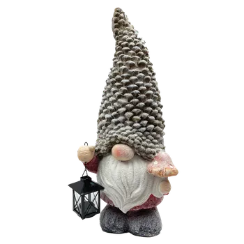 Zahradní dekorace Prodex import s.r.o. Skřítek s lucernou šišková čepička 60 x 26 cm Prodex MN2105060A23