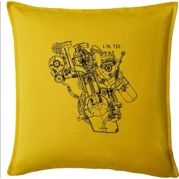 Polštář Motor Škoda/ VW 1.9L TDI z boku - Polštář 50x50 - 50x50 - Pouze potah ( Žlutá )