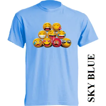 Pánské tričko panske-levne-bavlnene-tricko-digi-potisk-smajlici Barva: Sky blue - nebesky modrá, velikost: XXL