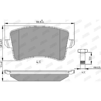 Brzdová destička Sada brzdových destiček, kotoučová brzda JURID 573259J