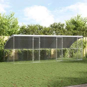 klec pro psa Psí kennel s úložištěm 3 pcs Stříbrná 6 x 2 x 2 m Ocel Stříbrná3368326