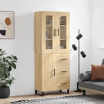 přebalovací pult a komoda Skříň highboard dub sonoma 69,5 x 34 x 180 cm kompozitní dřevo Hnědá3198492