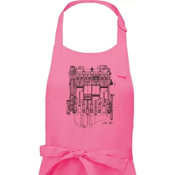 Kuchyňská zástěra Motor Škoda/ VW 1.9L TDI ze předu - Dámská zástěra na vaření - Univerzální velikost ( Růžová )