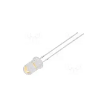 Polovodič LED 5mm bílá teple 80000÷90000mcd 10÷12lm 15° 15mA 7,8÷9,5V