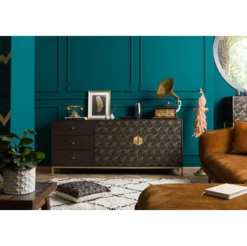 Komoda DIAMOND Příborník mango 180x40x77 šedý, olejovaný