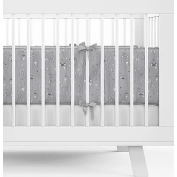 Příslušenství pro dětskou postel a kolébku Detexpol Mantinel do postýlky 30x180cm - zvířátka - šedá