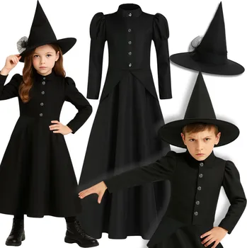 Karnevalový kostým KOSTÝM ČARODĚJKY PŘEVLEK ČARODĚJE MÁG ČARODĚJKA VÍLA 122 128 CM