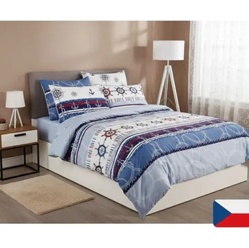 Povlečení Bavlněné povlečení Námořník bílé 140 x 200, 70 x 90 cm knoflíky