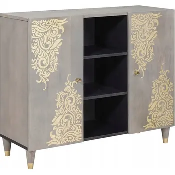 Příborník do zásuvky Bufet s policí Šedý a zlatý 90 x 33 x 75 cm Mango dřevo