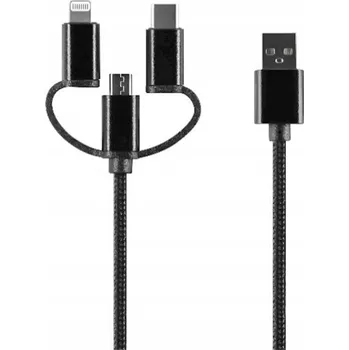 Datový kabel Nabíjecí kabel 3v1 USB - Lightning + USB-C + microUSB 1m 2A černý 10W