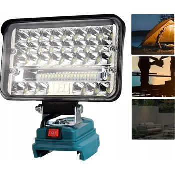 Pracovní světlo 18V pracovní lampa, halogenová dílenská svítilna, 60W 48LED + 2X USB