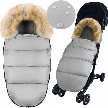Spací pytel zavinovačka s kožešinou šedý zimní do kočárku korbičky sáňky + obal