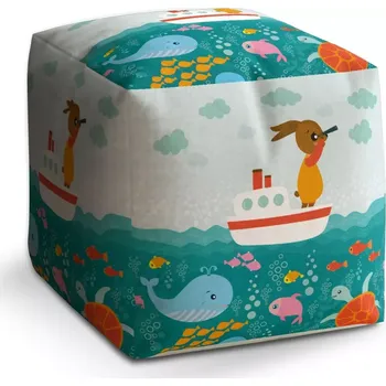 Taburet Sablio Taburet Cube Mořský svět: 40x40x40 cm