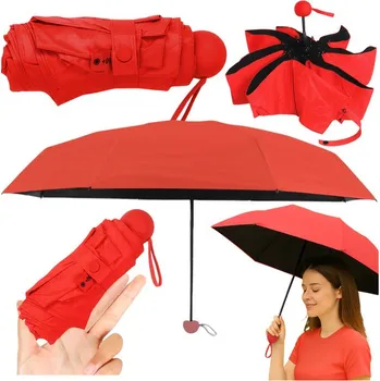Deštník Kapesní skládací deštník s UV ochranou UPF 50+ pouzdro červený 90 cm