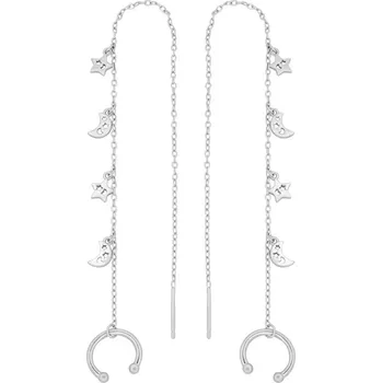 Šperk Stříbrné visací řetízkové náušnice Leonis s hvězdami a měsíci JJJ1516ES