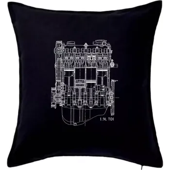 Polštář Motor Škoda/ VW 1.9L TDI ze předu - Polštář 50x50 - 50x50 - Pouze potah ( Černá )