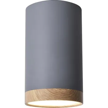 LED stropní svítidlo TUBA - 9W, 4000K (neutrální bílá), 15x8,8cm, kulaté, imitace dřeva / šedé