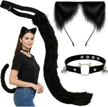 Karnevalový kostým Ruhhy Trojdílný kostým kočky/lišky, černý, 26587