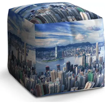 Taburet Sablio Taburet Cube Město s mrakodrapy: 40x40x40 cm