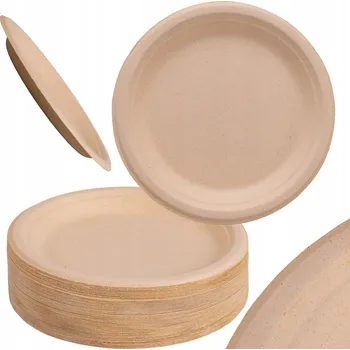 Jednorázové nádobí Talíře na jedno použití z cukrové třtiny střední 23 cm 50 ks