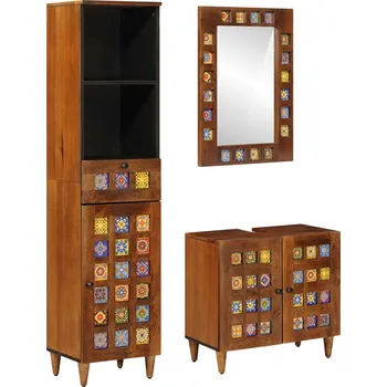 Koupelnový nábytek Sada koupelnového nábytku se zásuvkou 3 pcs Vlašský ořech Hnědá3310091