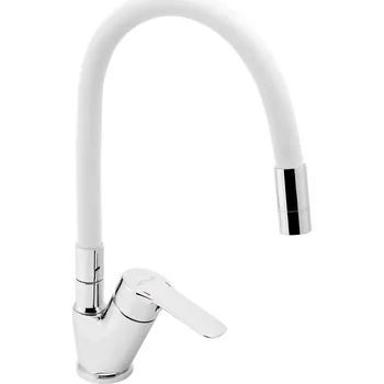 Vodovodní baterie NOVASERVIS Baterie Novaservis Metalia 54 dřezová, s elastickým ramenem, bílá, 54014F,0B 54014F,0B