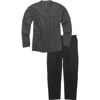 Pánské pyžamo Adamo pánské velké pyžamo 119252-710 tmavě šedé s dlouhým rukávem (3XL)