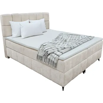 Postel Boxspringová postel, 200x200, béžová, ALMA