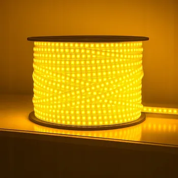 LED páska LED pásek 2835 230V 10W Zlatá Žlutá Stříhatelný po 10 cm Vodotěsný Bez napájecího zdroje