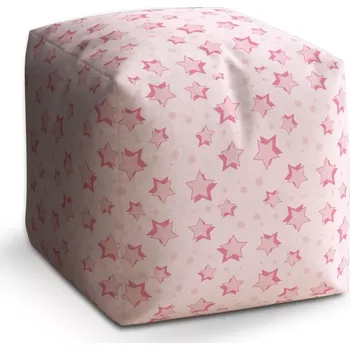 Taburet Sablio Taburet Cube Růžové hvězdy: 40x40x40 cm