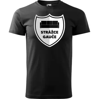 Sablio Tričko s potiskem Strážce gauče - černé 5XL